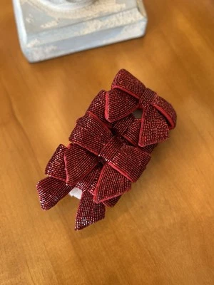 Anillos de servilleta Pottery Barn con lazo con cuentas (4) rojos nuevos sin etiquetas caja abierta Foto 1 de 3