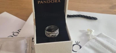 Anel cruzado arco cintilante Pandora prata CZ – tamanho 9 Reino Unido 58 – conjunto completo - Imagem 1 de 4