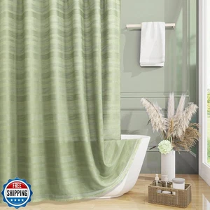 Crairlela Long Boho Bauernhaus Duschvorhang Set mit Quaste, Leinen Bohemian  - Bild 1 von 5