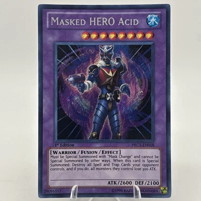 Yugioh Masked HERO Acid PRC1-EN018 Secret Rare 1st Ed NM - Image 1 of 4