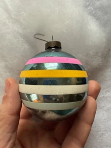 Vtg Corning Franke? Shiny Brite Striped Mercury Glass Christmas Ornament 3" - Picture 1 of 4
