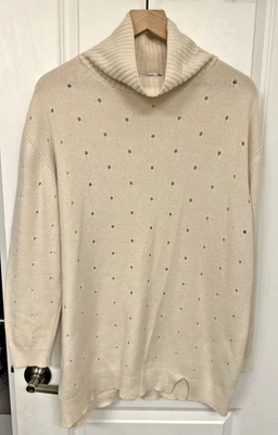 Suéter Agnona Mujer Talla IT 40/US 4 100% Cachemira Cuello Alto Marfil *Defecto LEER Foto 1 de 4