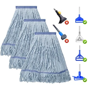 KeFanta 3 Pack Heavy Duty Commercial Mop Head Replacement,Looped End String C... - Picture 1 of 7
