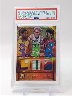 JOHNSON BIRD ERVING 2014-15 GOLD STANDARD TRIOS PATCH POP 1 AUTO /25 PSA Q5775 - Image 1 of 2