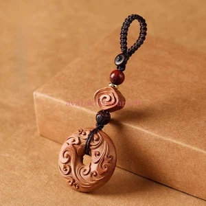 1Pc Exquisite Peach Wood Safety Buckle Hanging Keychain Pendant Decoration - Picture 1 of 7