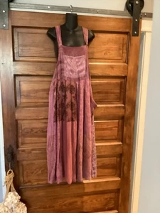 Citron Santa Monica Bohemian Gypsy Shabby Chic Mauve Overall Dress OS 34 Waist - Picture 1 of 8