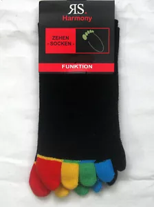 2 Pairs Women Toe Socks Toe Stocking Hygiene Socks Black Colorful Toes 36 - 46 - Picture 1 of 2