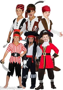 Pirate Boys Fancy Dress Costumes Childrens Kids Book Week Halloween Ages 3-13 - Picture 1 of 7