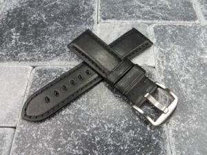 Cinturino orologio 26 mm nero tang morbida pelle di mucca linguetta PANERAI punto nero - Foto 1 di 7