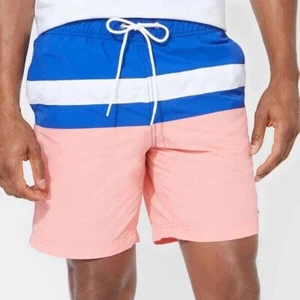 Nautica Men's Color blocked 8" Swim Trunks Neon coral pink Size XXL MSRP $60 - Picture 1 of 1