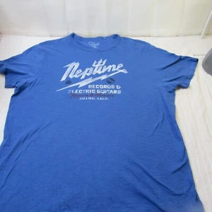 Lucky Brand T-shirt Tee Men Size Extra Large Blue Neptune Records Electric Guita - Picture 1 of 8