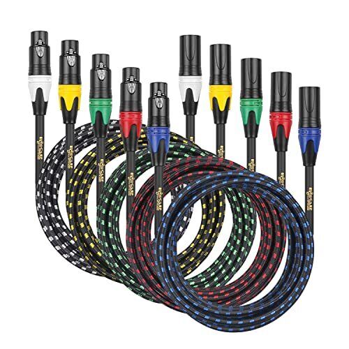 Clef Audio Labs XLR Male to XLR Female,Shell/5 Color Braided -10FT-5PK. Available Now for $55.59