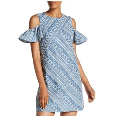 Talla 12 Nuevo $178.00 Vestido Denim Lavandería Bordado Hombro Frío Fiesta de Verano Foto 1 de 4