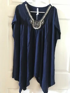 White Mark Women's Cap Sleeve Sz 3XL Blouse Style 1288-07 Color Navy NWT - Picture 1 of 3