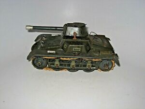 Vintage Germany 65-6 Gescha Gama Army Tank 7" long Tin Litho Wind-up #BS2