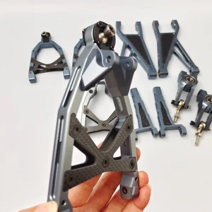 7075 Alloy CNC + Carbon Upper Lower Suspension Arm Set for Rovan HPI KM Baja - Picture 1 of 16