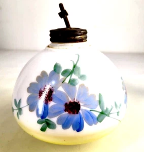 Antique Blue Hand Painted Floral Glass Parlor Lamp Body Globe Replacement - Picture 1 of 8