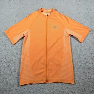 Cannondale Cycling Shirt Men's Medium Full Zip Orange Polyester Blend