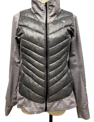 Chaqueta acolchada ligera gris jaspeado Mizuno Golf para mujer cremallera completa XL Foto 1 de 4