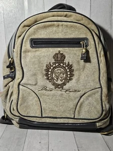 Y2K 2000s Fuzzy JUICY COUTURE Gray Velour BACKPACK Bookbag Grey Crown Logo - Picture 1 of 9