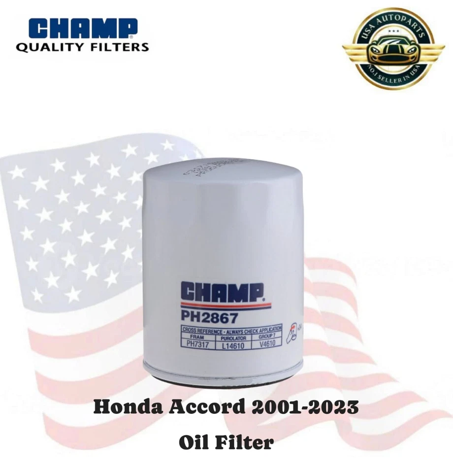 Filtro de aceite Champ calidad premium para Honda Accord 2001-2023 blanco Foto 1 de 4