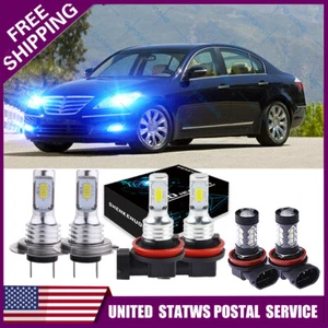 For Hyundai Genesis 2009-2014 8000K LED Headlight High&Low + Fog Bulbs Combo Kit - Picture 1 of 6