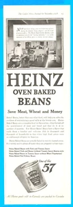 1918 Heinz gebackene Bohnen mit Schweinefleisch antiker Druck Werbung Küche Koch verpackt in Kanada - Bild 1 von 5