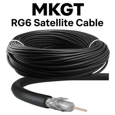 MKGT Negro/Blanco/Marrón RG6 Satélite Freesat TV Digital Cable Coaxial Aéreo Coaxial