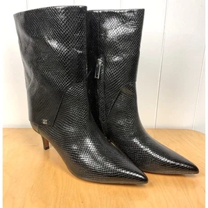 Franco Sarto Alberta Botín en Negro Lagarto Mujer Botas Altas de pantorrilla Tacón de Gatito - Imagen 1 de 9