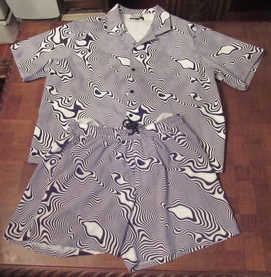 Outrageous Big Man Op Art Vortex Retro 60s Cabana Set talla 3X por MovaMen Foto 1 de 4