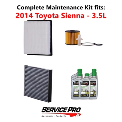 2014 Toyota Sienna 3.5L Complete Air, Oil & Cabin Filter Kit (0W-20) Foto 1 de 4