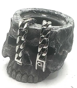 Brazalete de acero inoxidable pulido plata eslabones pesados mediano 3/8" ancho 9" largo - Imagen 1 de 11