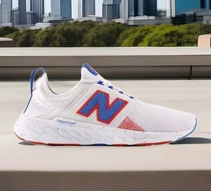NUEVO Hombre TALLA 14D, NEW BALANCE Fresh Foam X Cruz v3 Blanco/AZUL OASIS/NEO FLAME - Imagen 1 de 18