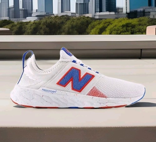 NUOVO Uomo TG 14D NEW BALANCE Fresh Foam X Cruz v3 Bianco BLU OASIS NEO FLAME
