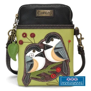 CHICKADEE BIRD CELLPHONE CROSSBODY PURSE CHALA - Picture 1 of 6
