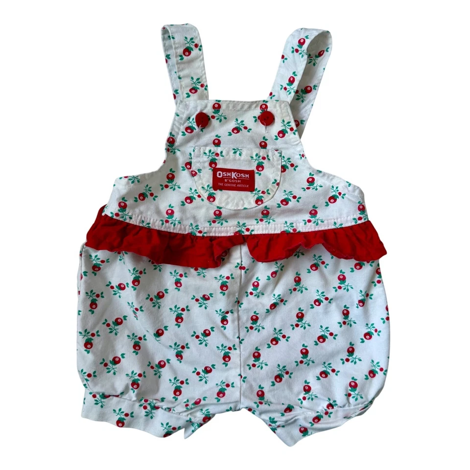 Romper Vintage OshKosh B'gosh Bebê Menina Floral Bolha de Frutas Anos 90 Tamanho 18 Meses - Imagem 1 de 4
