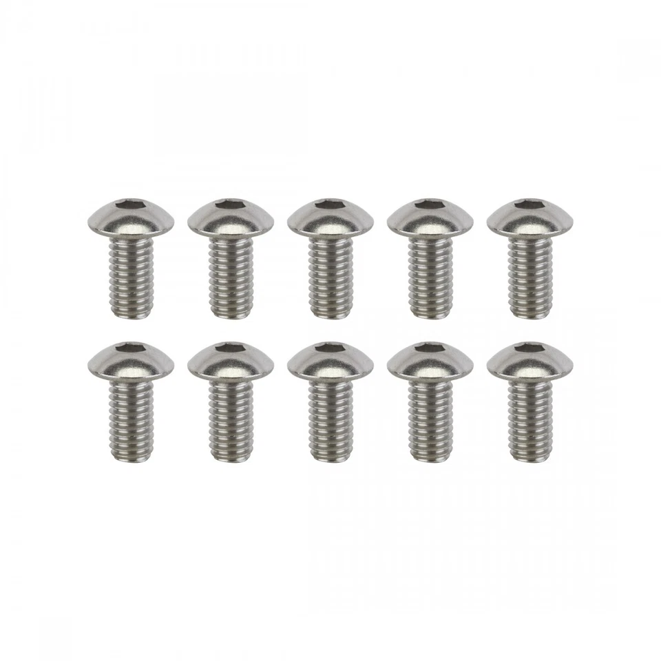 Pernos de cabeza de botón de acero inoxidable SUNLITE M5x10 - Herrajes duraderos para bicicleta, paquete Foto 1 de 1