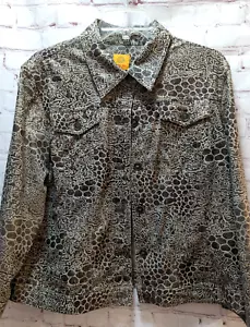 Ruby Rd Women's 18 Jacket beige tan brown gold animal abstract print 3/4 slv - Picture 1 of 9