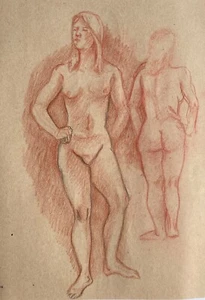 1990s Ron Yrabedra Female Nude Drawing - Double sided - Picture 1 of 3