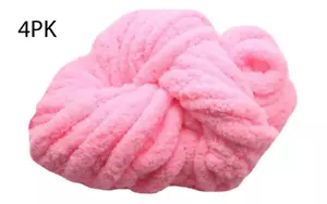 4PK Hot Pink Chenille Chunky Yarn Jumbo Thick Knit Blanket Crochet Amigurumi - Picture 1 of 1