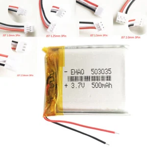 3.7V 500mAh Lipo Rechargeable Battery Cells 503035 + JST 3Pin Plug For Recorder - Picture 1 of 23