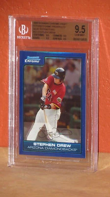 2006 年 Bowman Chrome Draft Stephen Drew 蓝色折射器 BGS 9.5。 — 第 1/2 张图片