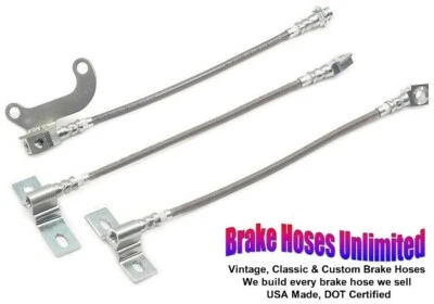 CONJUNTO DE MANGUEIRA DE FREIO INOXIDÁVEL Ford Custom 500, 1968 - Disco dianteiro, sem eixo traseiro WER - Imagem 1 de 2
