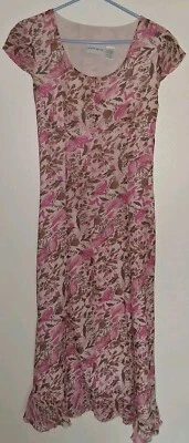 Vintage Jaclyn Smith 100% Silk Pink Floral Dress Sz 10 XS/Small - Image 1 of 4