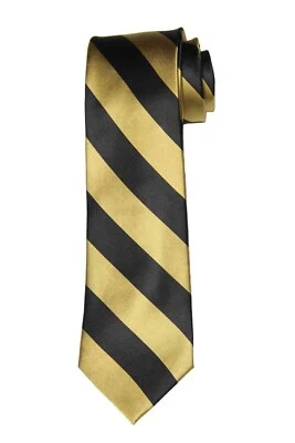 NUEVO Corbata Signorcelli d' Italia Italiana Seda Repp Rayas Negra Dorada Para Hombre Foto 1 de 2