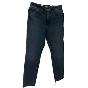 Pantalones de mezclilla Good American Good Curve para mujer 10/30 azul dobladillo crudo tiro alto recto nuevos - Imagen 1 de 5