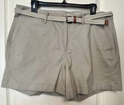 Pantalones Cortos Sonoma Mujer Talla 16 Taupe Caqui Tiro Medio Algodón Elastizados Nuevos con Etiquetas Foto 1 de 4