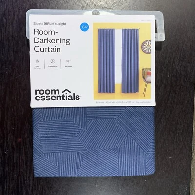 Room Essentials Darkening Curtain Panel 42 W x 84 L  BLUE ,Blocks 98% Light - Image 1 of 4