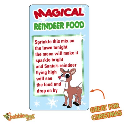24 REINDEER FOOD Stickers Labels School Christmas Fund Raising Craft Fair   - Image 1 of 3