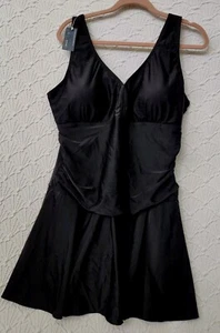 Womens Swimsuit One Piece Summer Mae 3XL Black Skirt With Shorts New - Picture 1 of 9